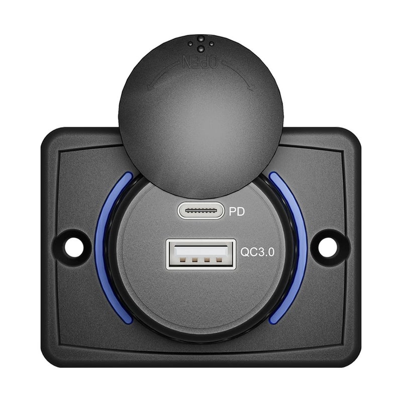 Bluejw Flat PD 3.0 QC 3.0 USB Panel Charger - 12/24V USB-C 12VDC Port for Car, Truck, Camper Van, Marine - Automotive USB Chargers - Image 2